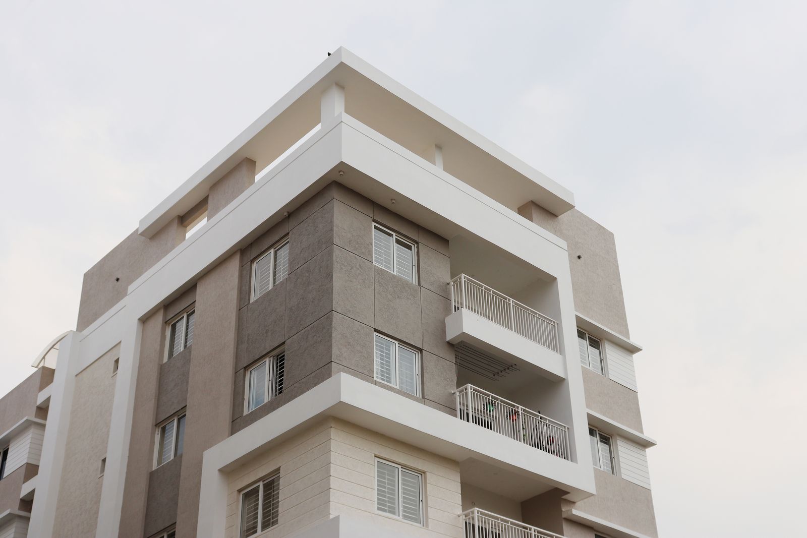 A modern residential apartment building in India